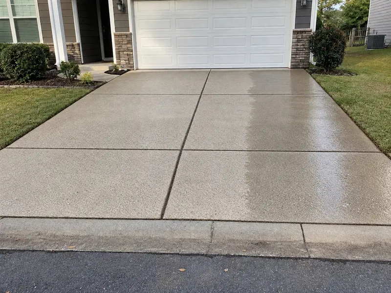 The same driveway, bright and even after pressure washing