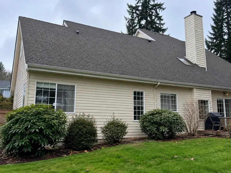The same roof, even grey after a soft wash